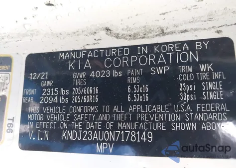 2022 Kia Soul Lx/X Line/S from USA, damaged, VIN KNDJ23AU0N7178149